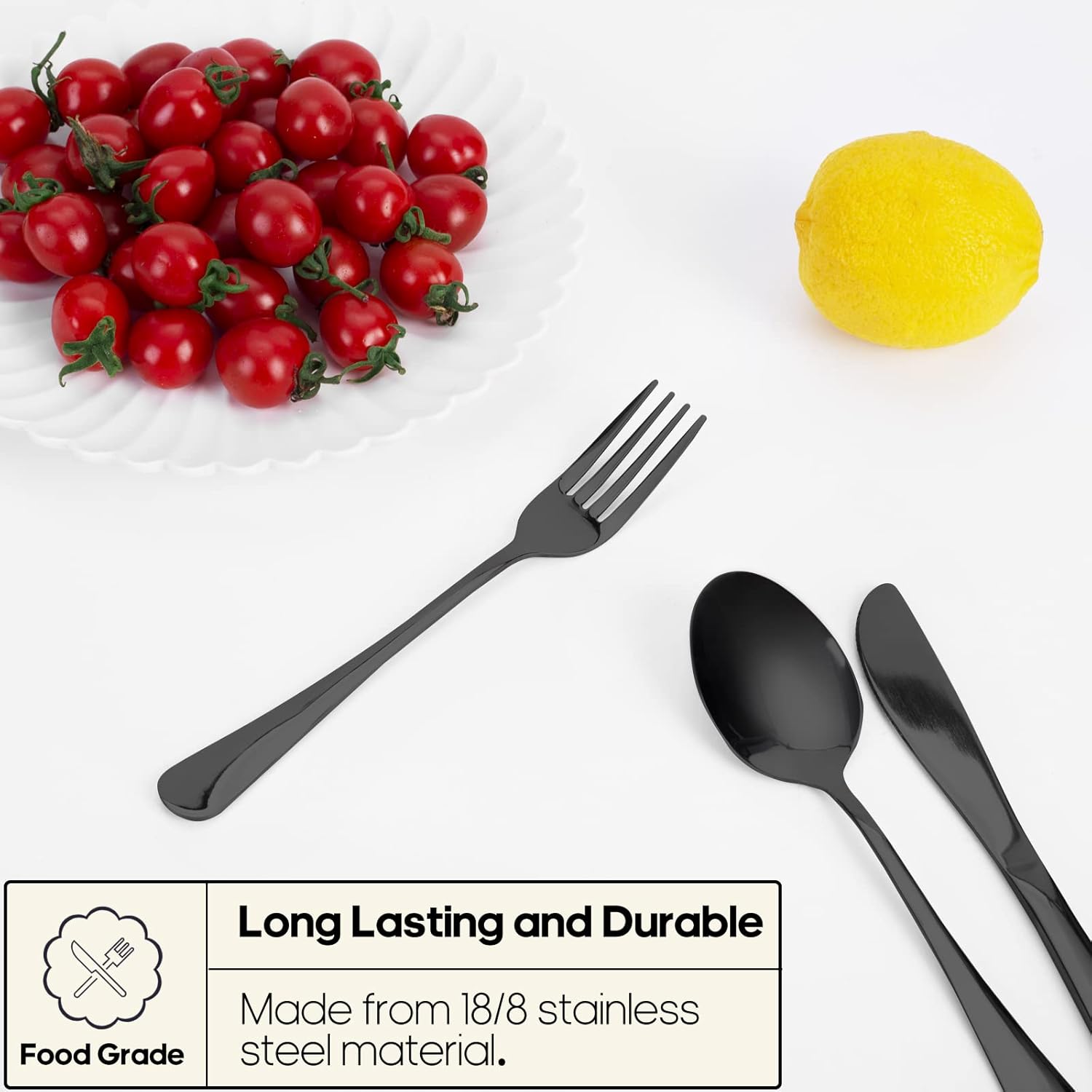 Travel Utensils with Case Quatish Portable Silverware Set for Work Stainless Steel Reusable Travel Cutlery Set Fork and Spoon Set for Camping Picnic Gadgets Lunch Box for Men Black.jpg