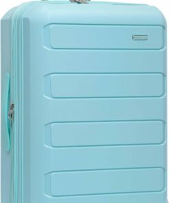 Traveler's Choice Pagosa Indestructible Hardshell Expandable Spinner Luggage, Baby Blue, 26-Inch Medium