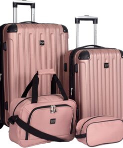 Travelers Club Midtown Hardside 4-Piece Luggage Travel Set, Rose Gold
