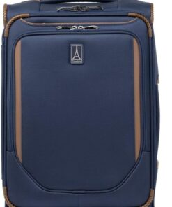 Travelpro Crew Classic Lightweight Softside Expandable Carry on Luggage, 8 Wheel Spinner Suitcase, Men and Women, Carry On 21-Inch, Patriot Blue