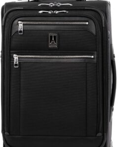 Travelpro Platinum Elite Softside Expandable Carry on Luggage, 8 Wheel Spinner Suitcase, USB Port, Suiter, Men and Women, Shadow Black, Carry On 21-Inch