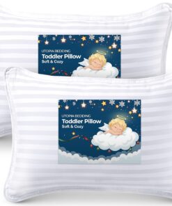 Utopia Bedding Toddler Pillow (White, 2 Pack), 13x18 Pillows for Sleeping, Soft and Breathable Cotton Blend Shell, Small Kids Pillow Perfect for Toddler Bed and Travel (Intended for Age 2 and up)