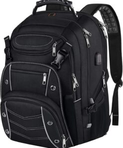 VECKUSON 18.4 Laptop Backpack for unisex, 60L Extra Large Gaming Laptops Back Bag with USB Charger Port,TSA Friendly Flight Approved and RFID Anti-Theft Pocket Heavy-duty Pack,21.3*15.7*11.8inch Grey