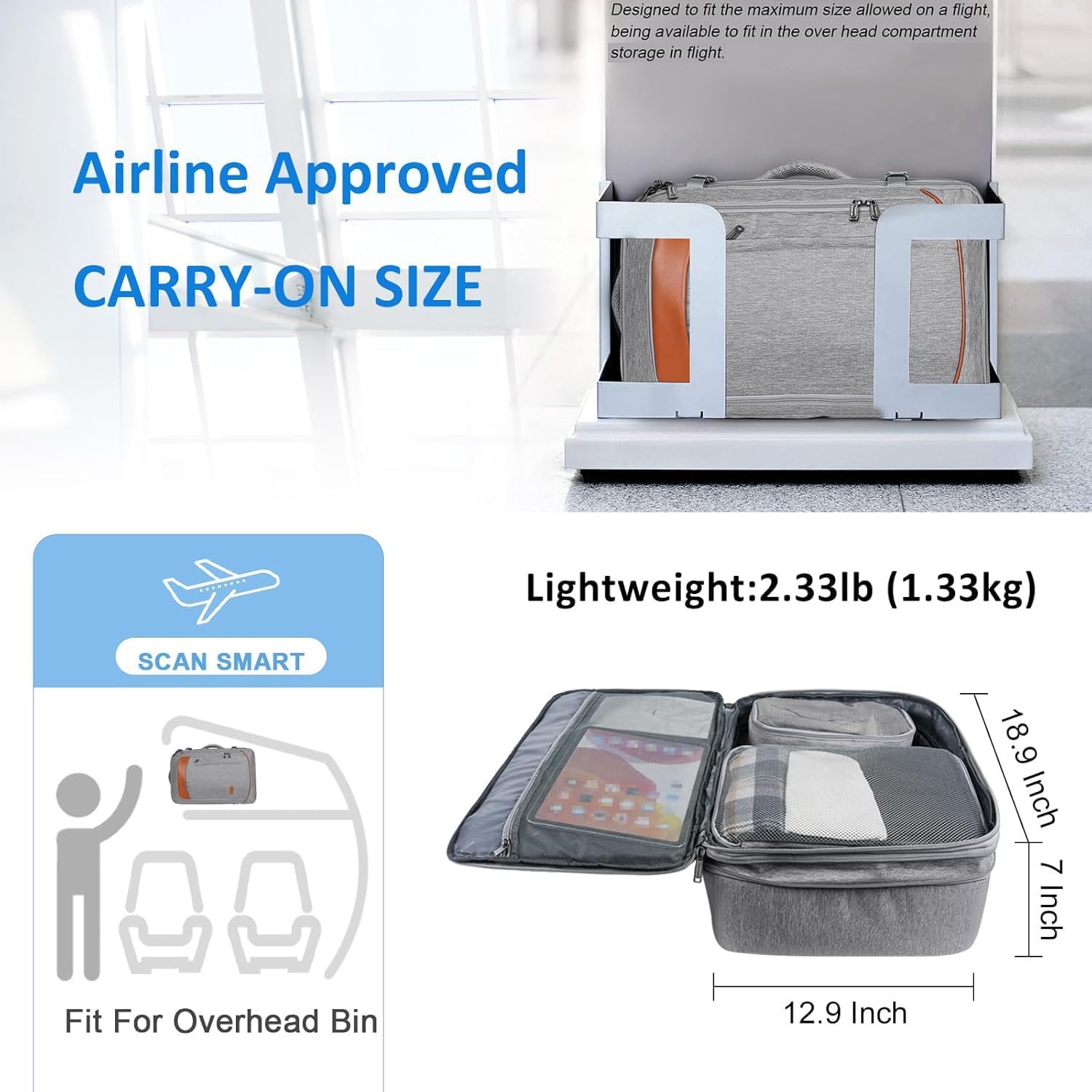 Vancropak Carry on Backpack Extra Large 40L Airline Approved Travel Backpacks with 3 Packing Cubes for Women Men Water Resistant Expandable Overnight Luggage Daypack Business Weekender Bag Grey.jpg