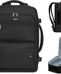 WANDF Travel Backpack For Spirit Airlines Personal Item Bag 18x14x8 with Wet Pocket, 17 Inch Laptop Backpack for Men Women（Black）