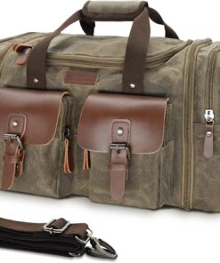 Wildroad Waxed Canvas Duffle Bag - 50L Waterproof Weekender Overnight Travel Bag