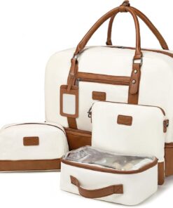 Wogarl Weekender Bags for Women Large Overnight Bag Weekend Travel Duffel Bag Carry on Shoulder with Shoe Compartment Toiletry Bag for Travel Business Gym