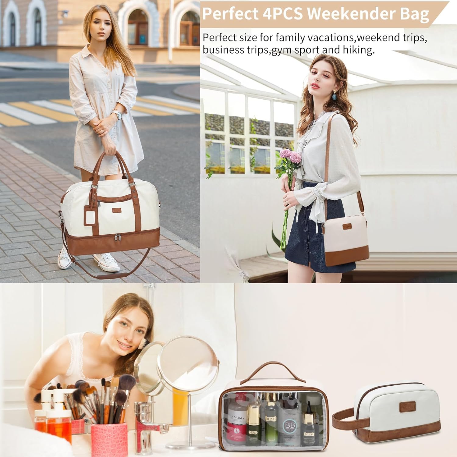 Wogarl Weekender Bags for Women Large Overnight Bag Weekend Travel Duffel Bag Carry on Shoulder with Shoe Compartment Toiletry Bag for Travel Business Gym.jpg