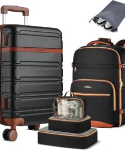 YAMTION Luggage Sets 6 Piece,Hardside 20In Suitcase with Spinner Wheels,TSA Lock,Carry On Suitcase Travel Essentials for Personal Items