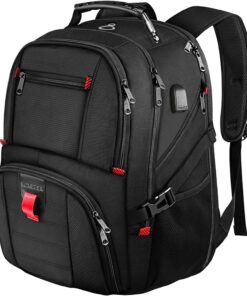 YOREPEK Large Backpack for Men, Extra Large Laptop Backpacks for Men Women, Water Resistant Travel Backpack Airline Approved Business Work Bag with USB Charging Port Fits 17 Inch Computer, Black