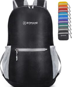 ZOMAKE Ultra Lightweight Hiking Backpack 20L, Packable Small Backpacks Water Resistant Daypack for Women Men(Black)