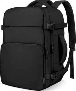 ZOMFELT Travel Backpack for Women Men, Carry on Backpack, TSA 15.6 inch Laptop Backpack Flight Approved, Personal Item Travel Bag Nurse Bag Casual Daypack for Weekender Business Trip, Black