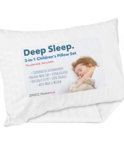 ZPECC Toddler Pillow with Pillowcase - 13x18 Organic Cotton Hypoallergenic Kids Pillow, Baby Essentials for Travel Crib Daycare Stroller (Intended for Age 2 and up) White Stripe