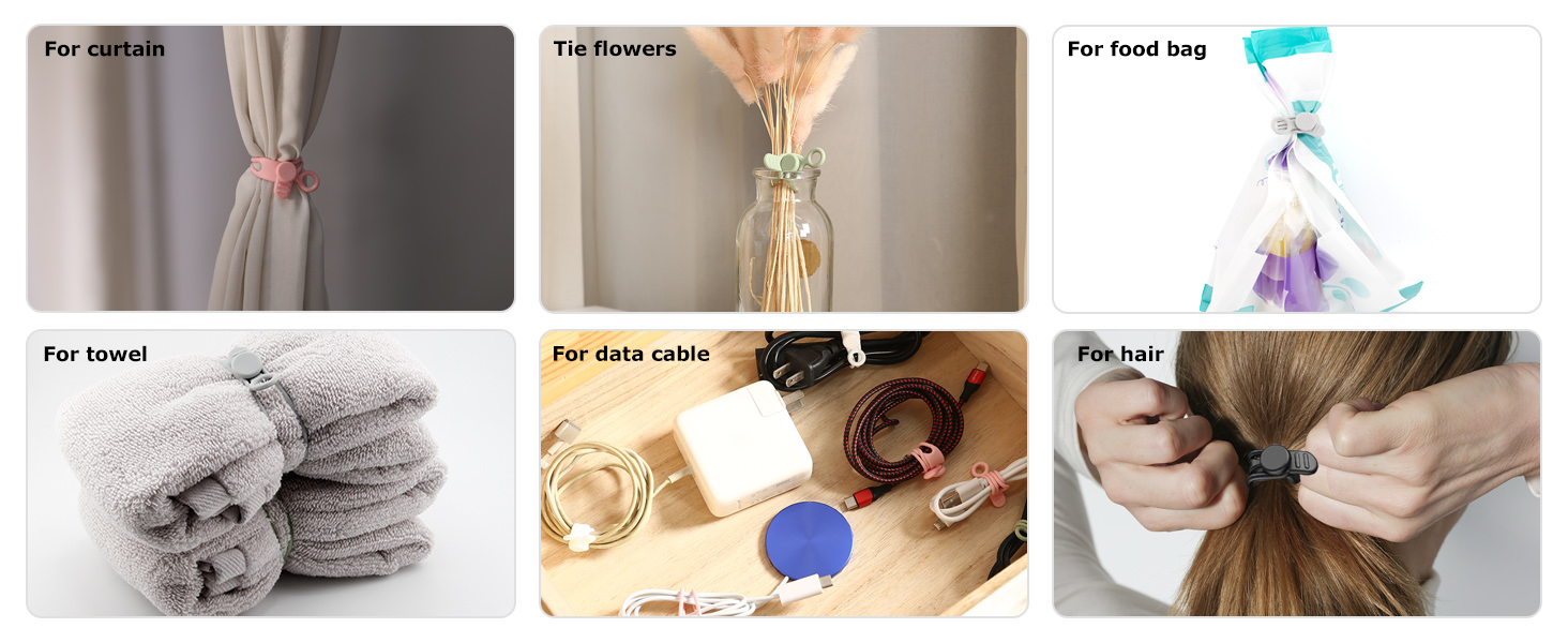 kitchen calbe tais holder silicone charging cord organizer rubber ties beam USB cable ties organizer