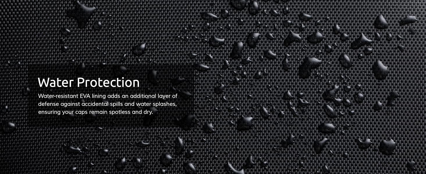 hat case with water drops water-resistant EVA material splashproof to protect the caps