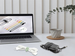 kitchen calbe tais holder silicone charging cord organizer rubber ties beam USB cable ties organizer