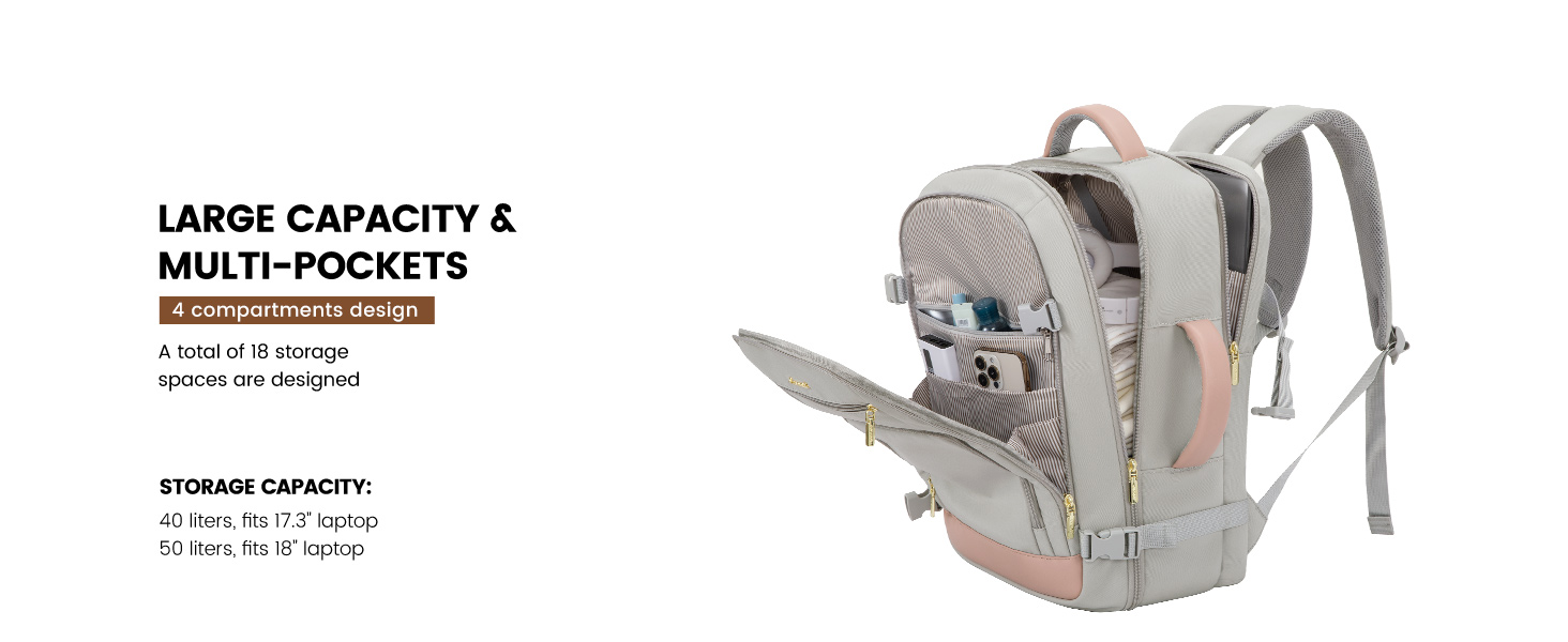 LOVEVOOK Travel Backpack For Women, 40L Carry On Backpack Flight Approved