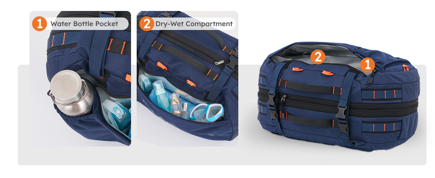 backpack with water bottle