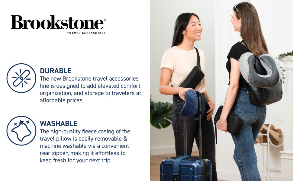 Brookstone travel pillow for airplane comfort and support