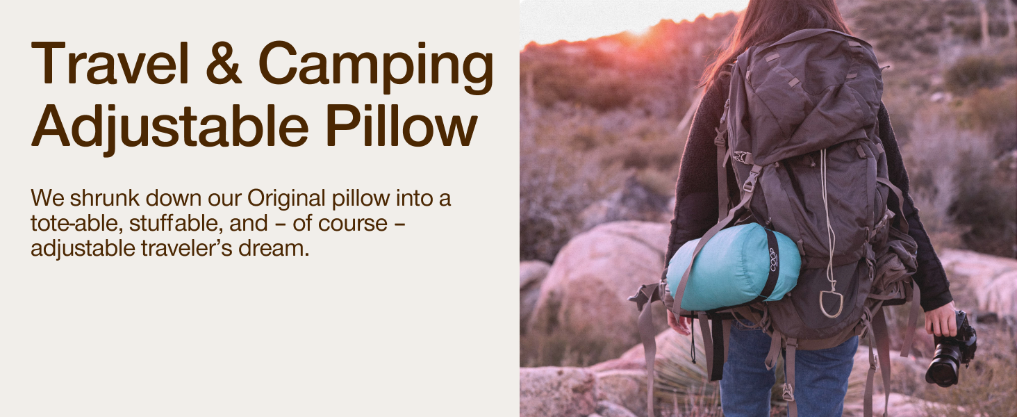coop sleep goods adjustable travel camping pillow memory foam camping pillow small travel pillow