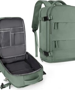 coowoz Travel Backpack For Women Men,Carry On Backpack,Hiking Backpack Waterproof Outdoor Sports Rucksack Casual Daypack Travel Essentials(Olive Green)