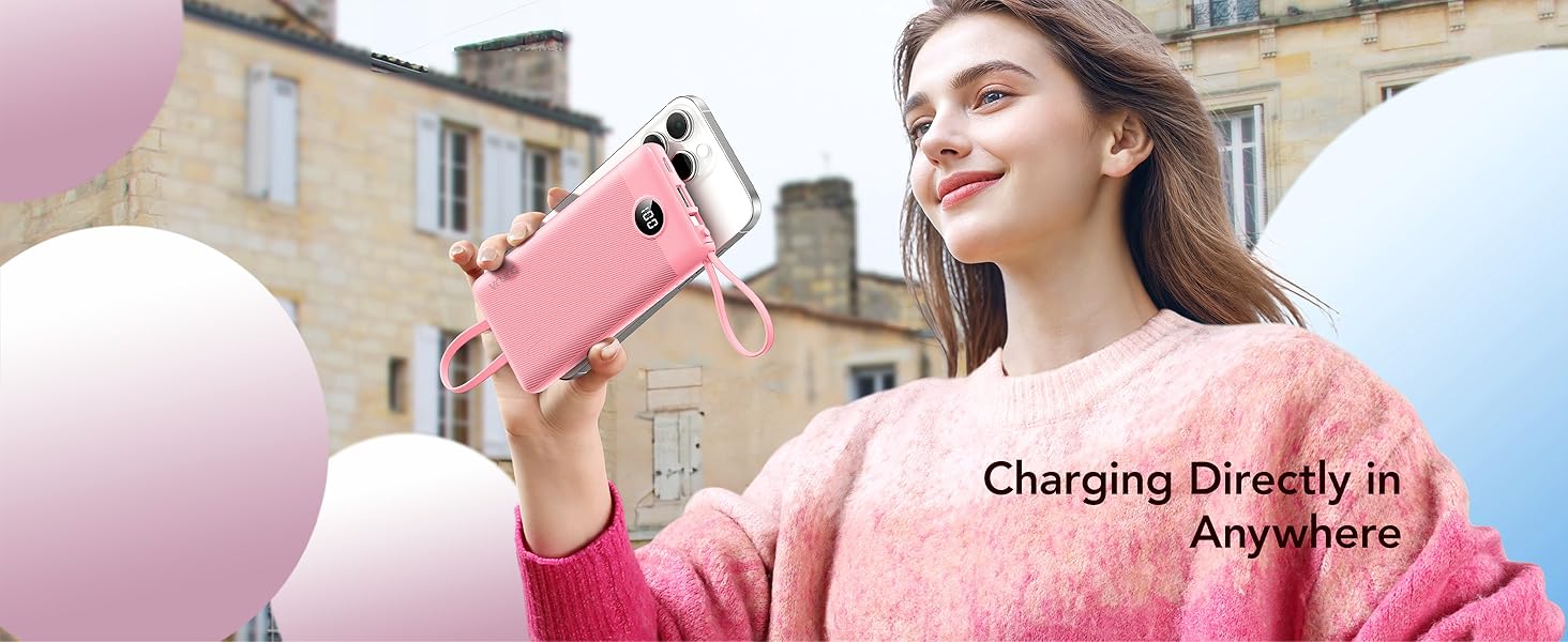 pink portable charger