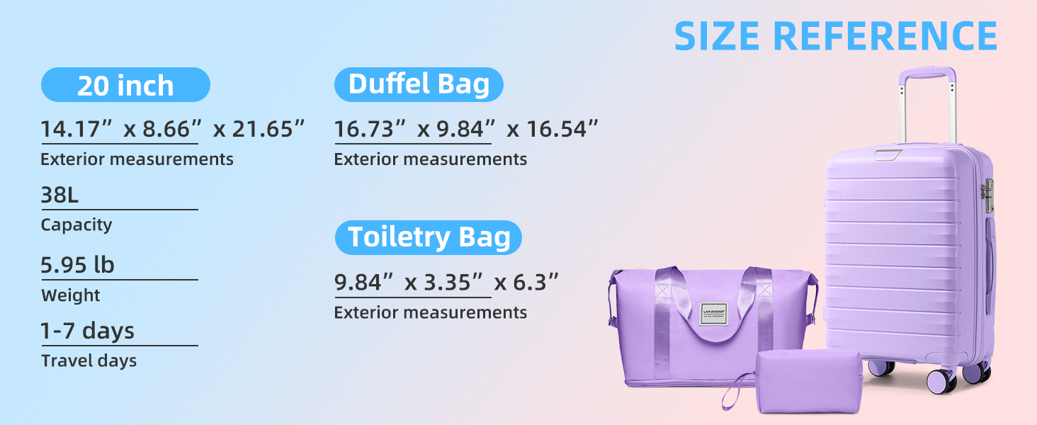 luggage sets size