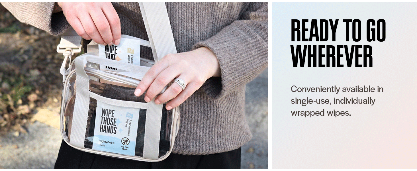 Individually wrapped wipes in small purse