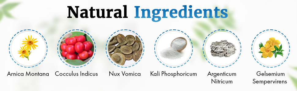 JetZone Ingredients - Arnica Montana - Nux Vomica - Kali Phosphoricum - Cocculus Indicus