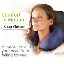 Cloudz Microbead Airplane Travel Neck Pillow includes a Snap Closure Keeps Head from Falling Forward
