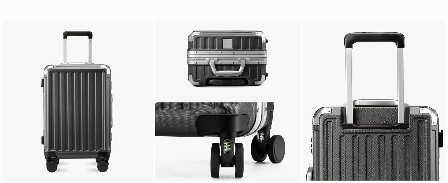 aluminum luggage checked suitcase polycarbonate pc alloy packing capacity hardside spinner TSA