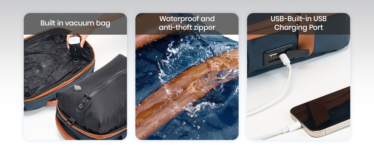 vacuum sealed backpack travel with wheels