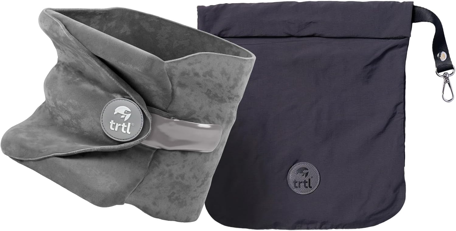 trtl Pillow - Scientifically Proven, Super Soft Neck Support Travel Pillow for Sleeping - Lightweight and Machine Washable - Ergonomic Design for Traveling on Airplanes, Cars, and Trains - Grey